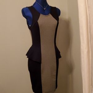 Grey and black dress.